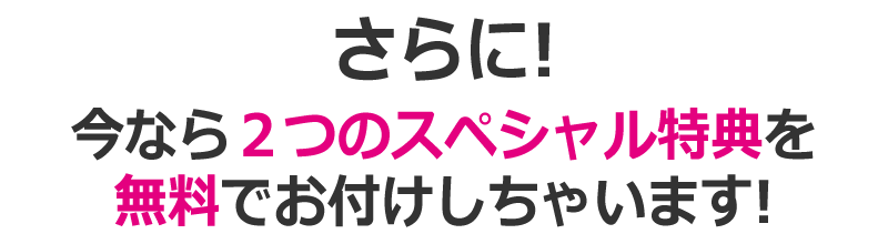 さらに!今なら２つのスペシャル特典を無料でお付けしちゃいます!