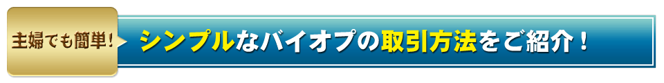 シンプルなバイオプの取引方法をご紹介！