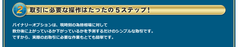 取引に必要な操作はたったの５ステップ！