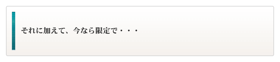 それに加えて、今なら限定で・・・
