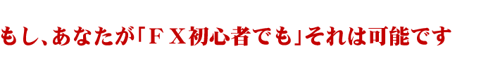 もし、あなたが「FX初心者でも」それは可能です