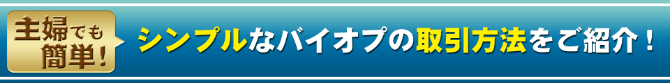 シンプルなバイオプの取引方法をご紹介！