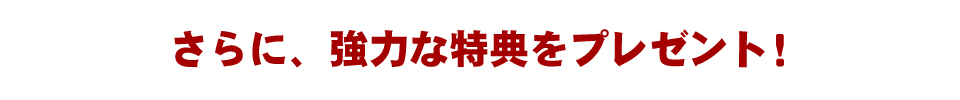 さらに、強力な特典をプレゼント！