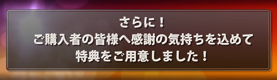 さらに！ご購入者の皆様へ感謝の気持ちを込めて特典をご用意しました！