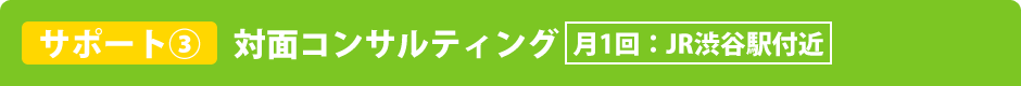 対面コンサルティング（月1回：JR渋谷駅付近）