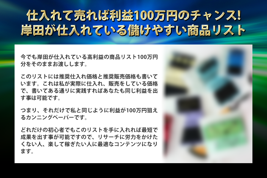 岸田が仕入れている儲かる商品リスト