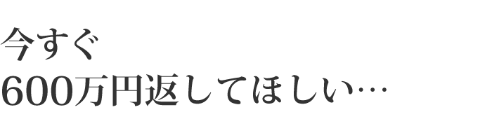 今すぐ600万円返してほしい…