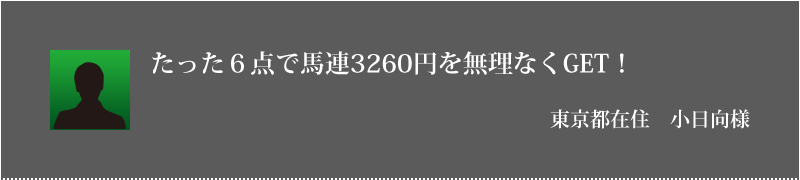 たった６点で馬連3260円を無理なくGET！