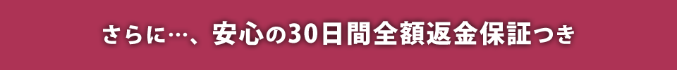 さらに…、安心の30日間全額返金保証つき