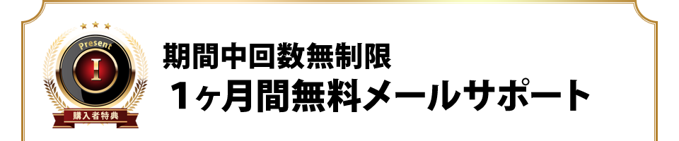 １ヶ月間無料メールサポート（期間中回数無制限）