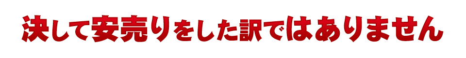 決して安売りをした訳ではありません